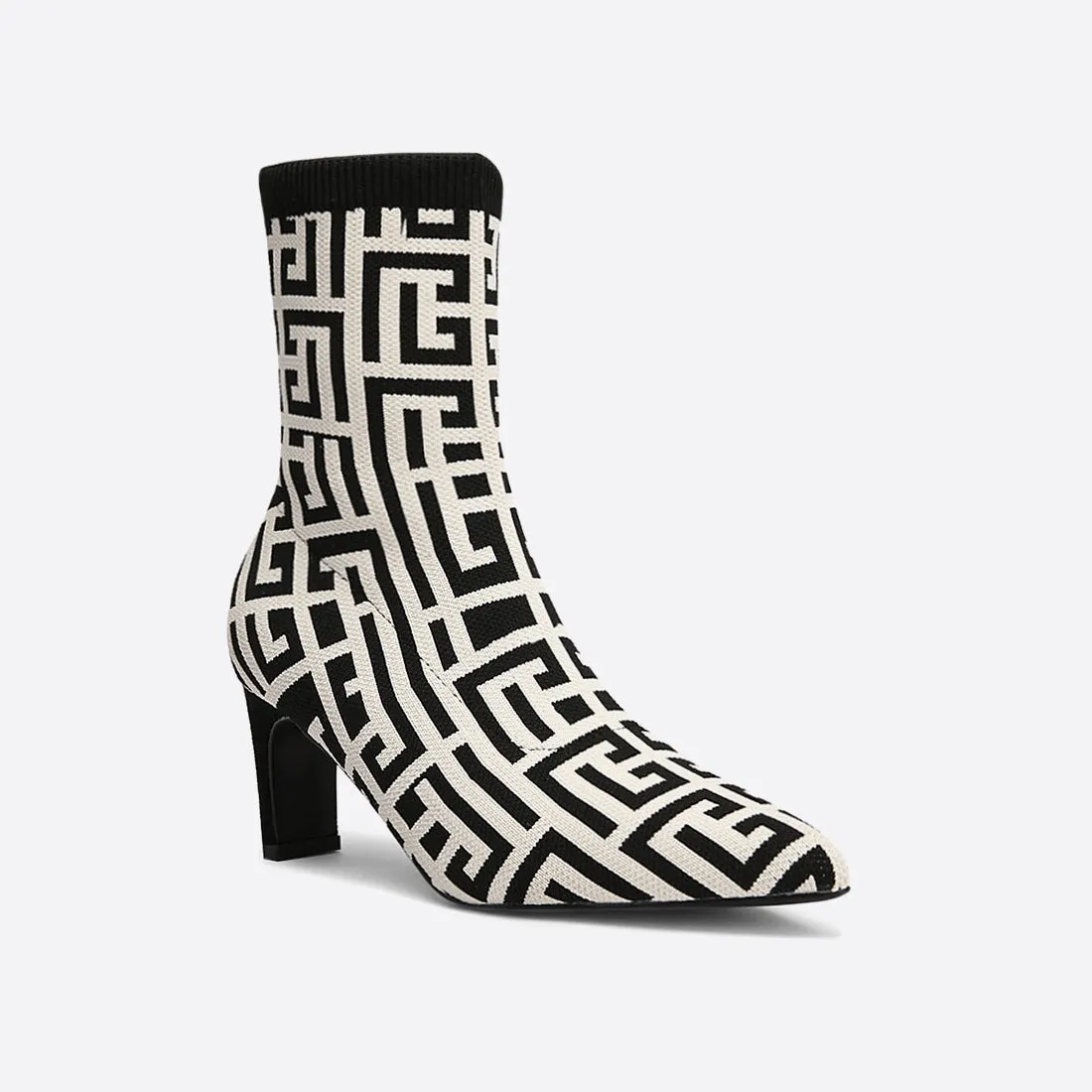 binfenxie- Women Pointed Toe Mid-Calf Sock Boots