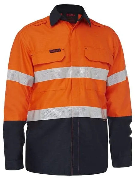 Bisley Workwear Apex 185 Taped Hi Vis Fire Retardant Ripstop Vented Shirt BS8438T