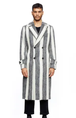 Black and White Double Breasted Mohair Coat