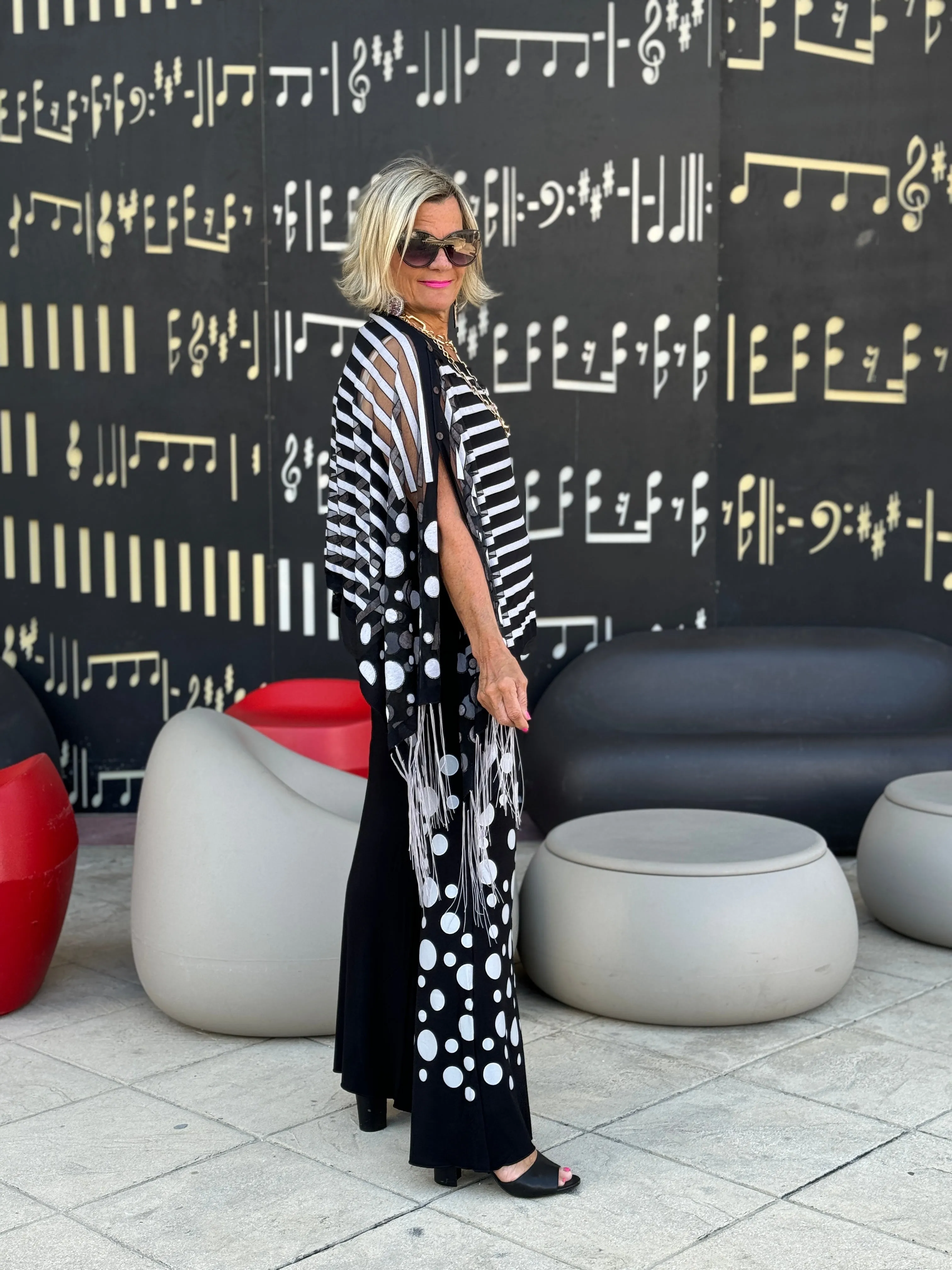BLACK AND WHITE POKA DOT PALAZZO