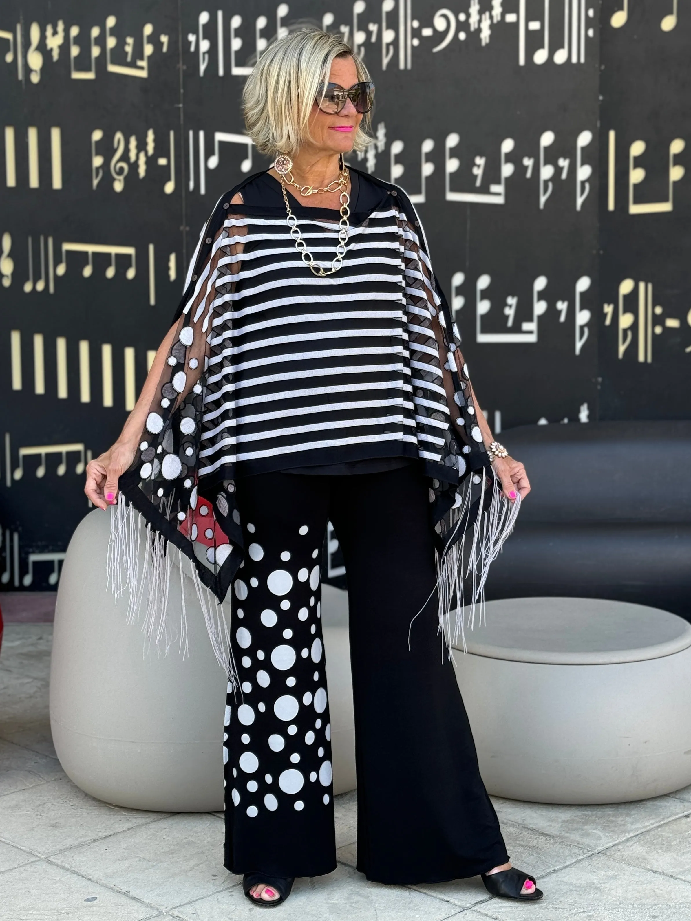 BLACK AND WHITE POKA DOT PALAZZO