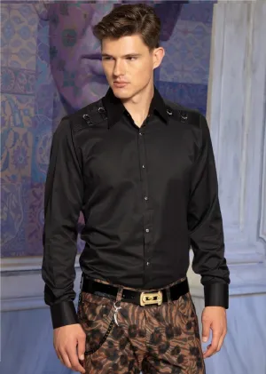 Black "Metal Piercing" Mesh Shirt