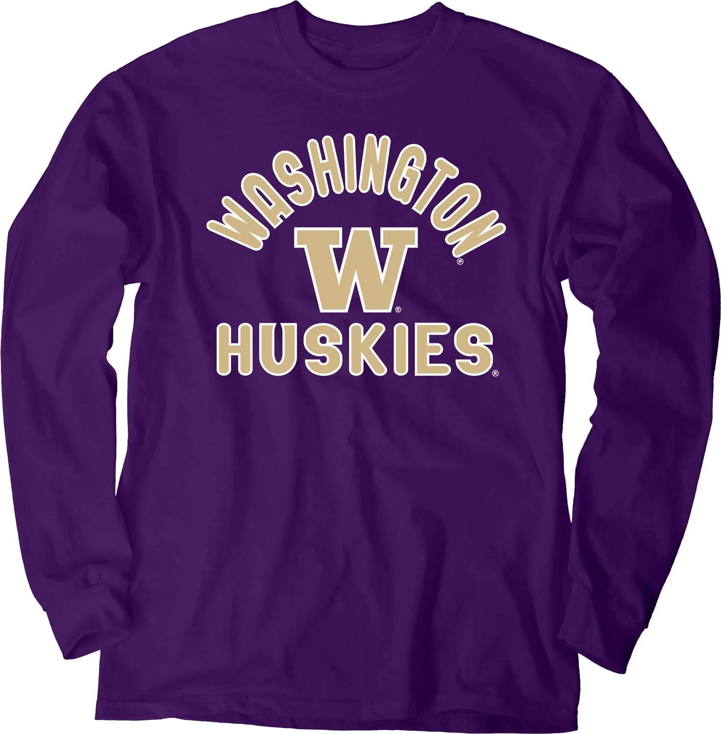 Blue 84 Men's Washington Huskies Long Sleeve T Shirt Line Up Team Color, Washington Huskies Purple, X-Large
