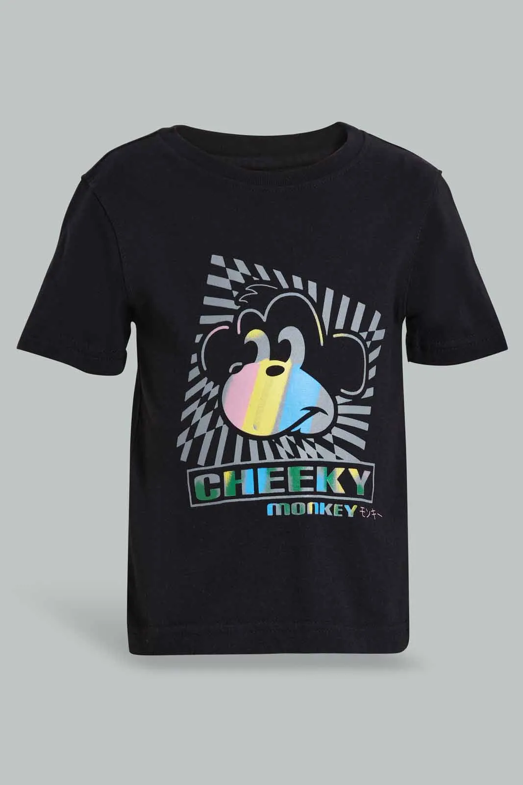 Blue And Black Casual T-Shirt Set For Baby Boys (2 Piece)