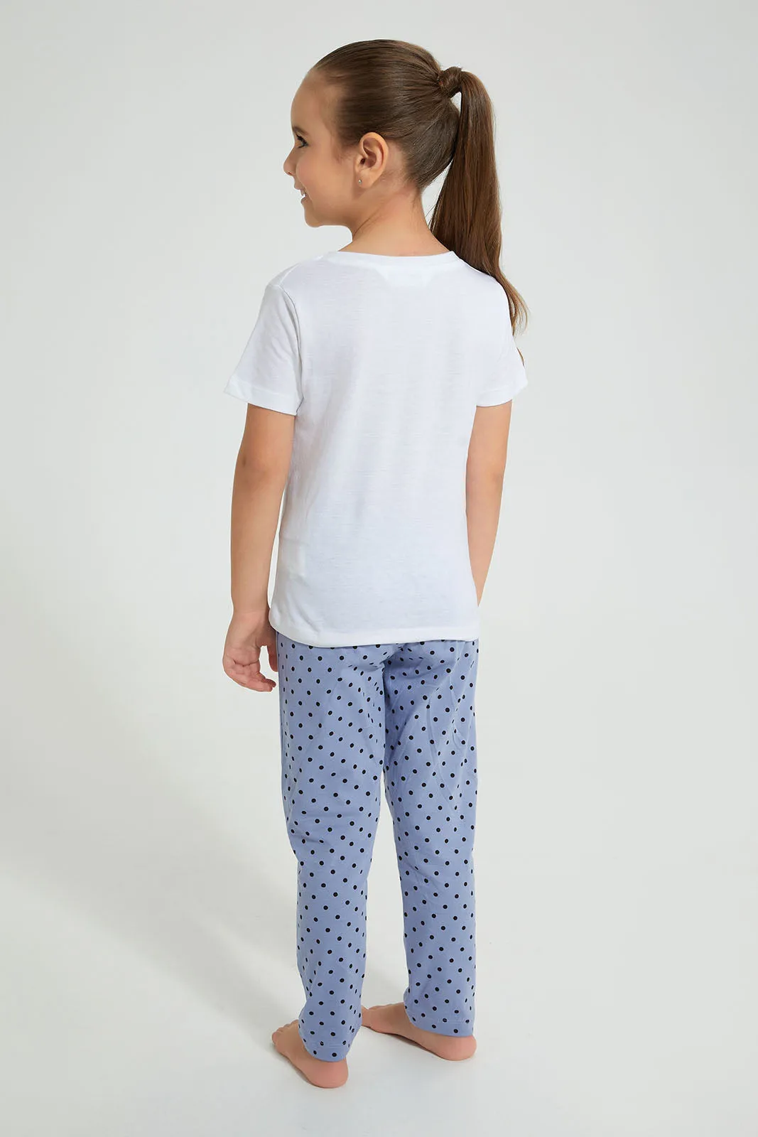 Blue And White Girl Pyjama Set (2 Piece)