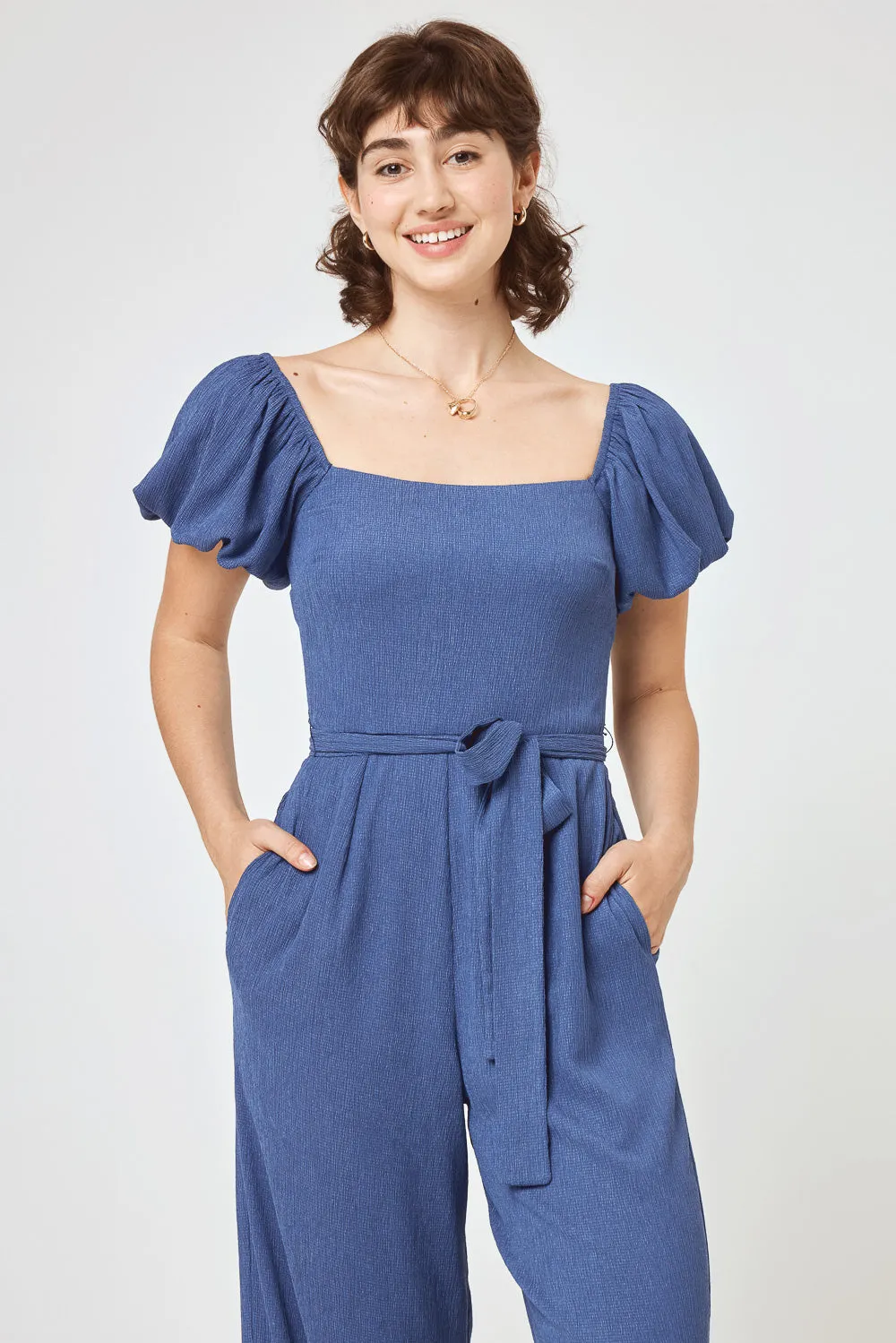 Blue Indigo Tie Waist Jumpsuit