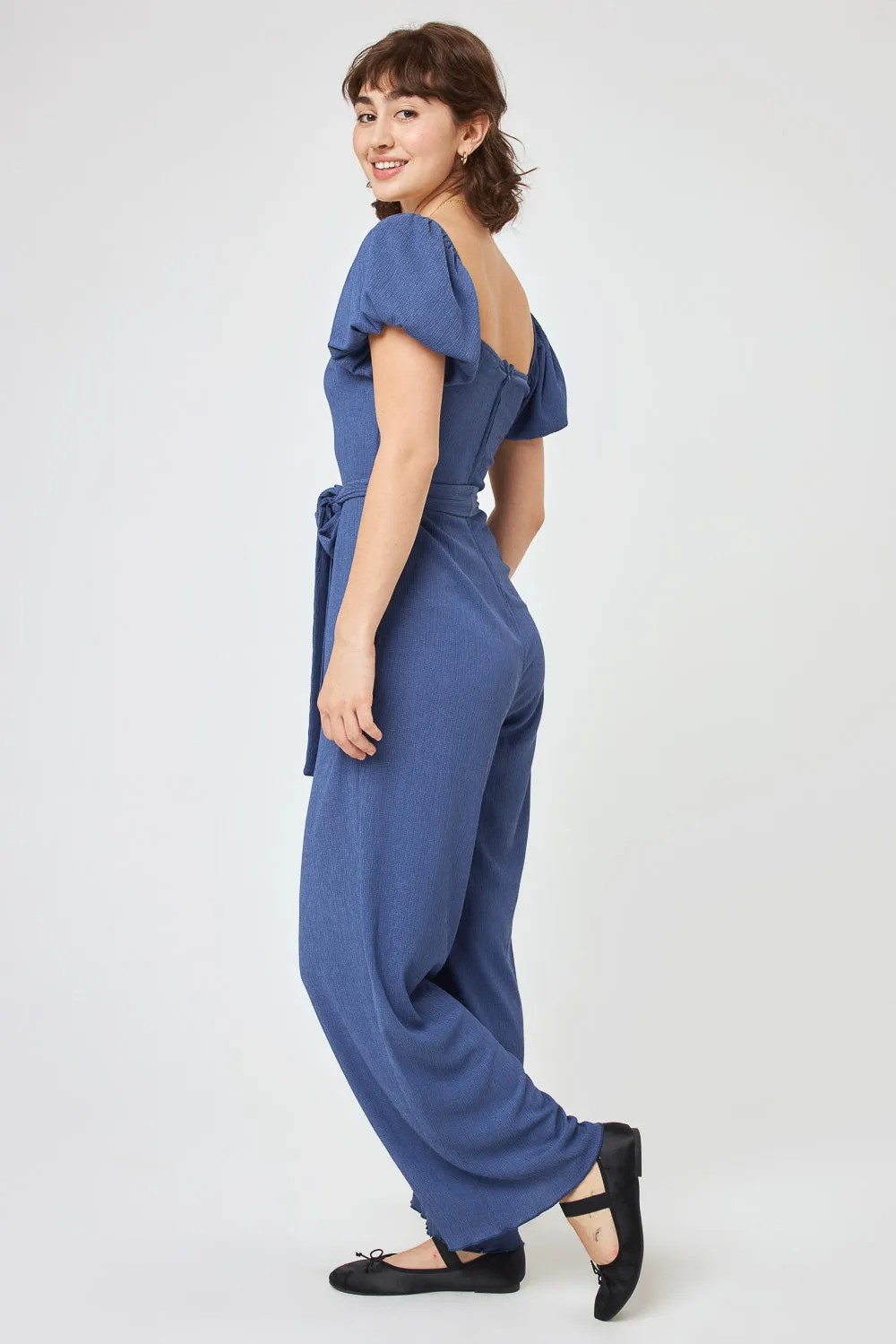 Blue Indigo Tie Waist Jumpsuit