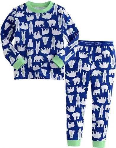 Blue Polar Bear Long Sleeve Pajama