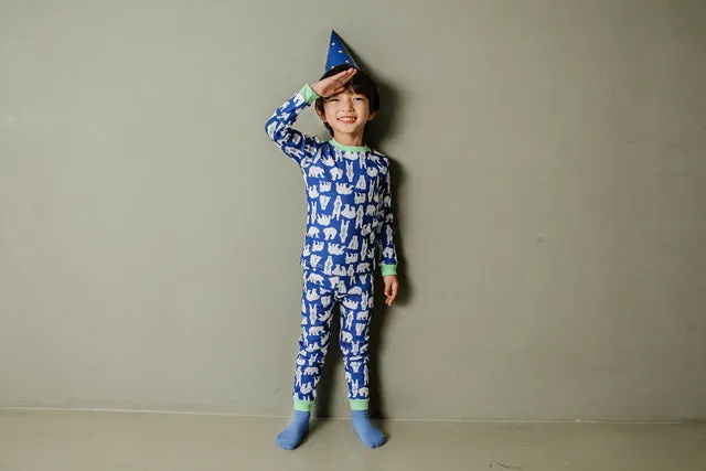Blue Polar Bear Long Sleeve Pajama