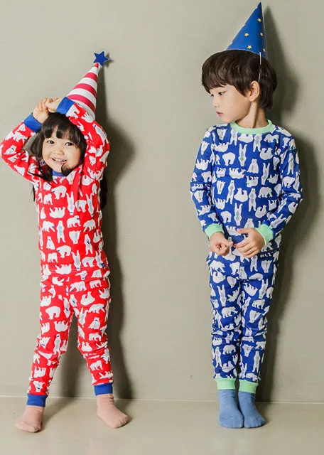 Blue Polar Bear Long Sleeve Pajama