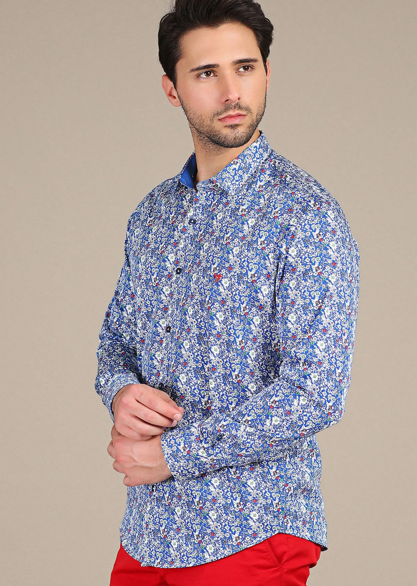 Blue "Venezia" Floral Print Shirt