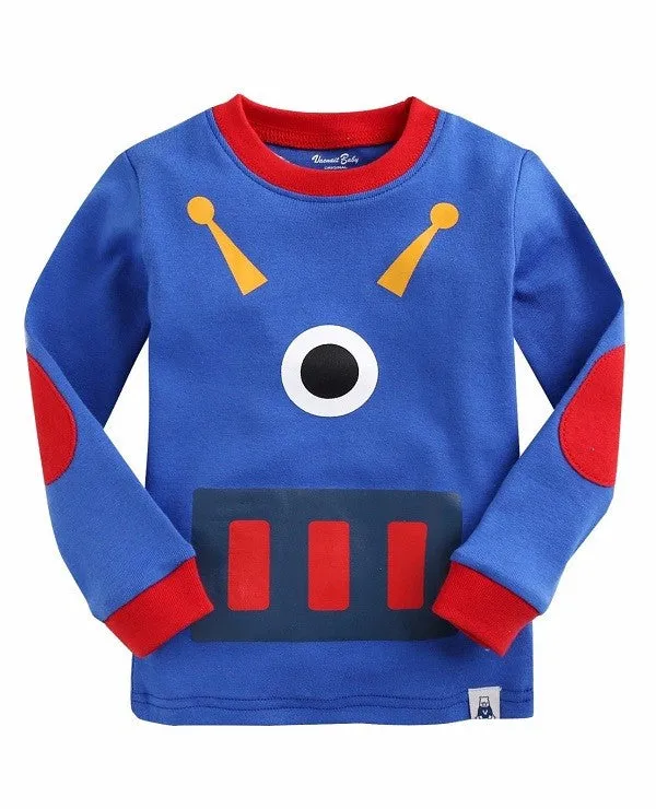 Blue Robot Long Sleeve Pajama