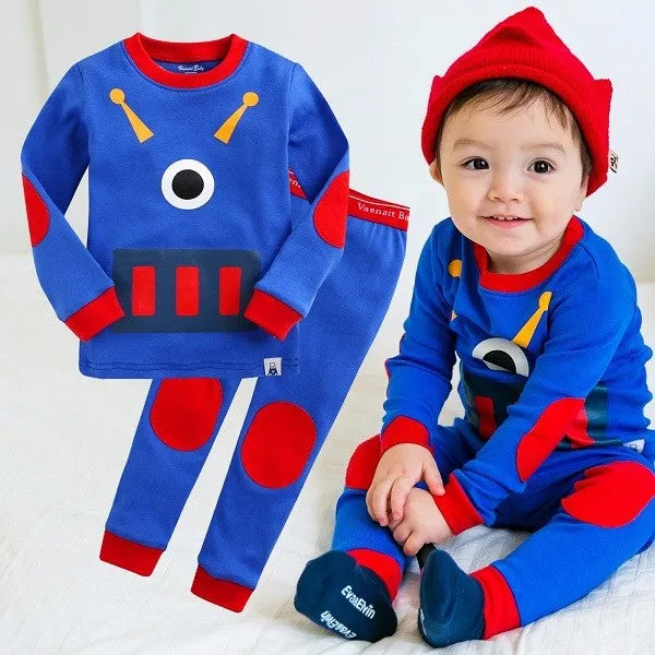 Blue Robot Long Sleeve Pajama