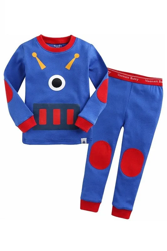 Blue Robot Long Sleeve Pajama