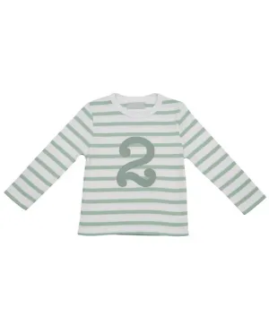 Bob and Blossom Seafoam and White Striped Number T-Shirt