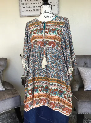 Boho Vintage Border Printed Tunic (PL)