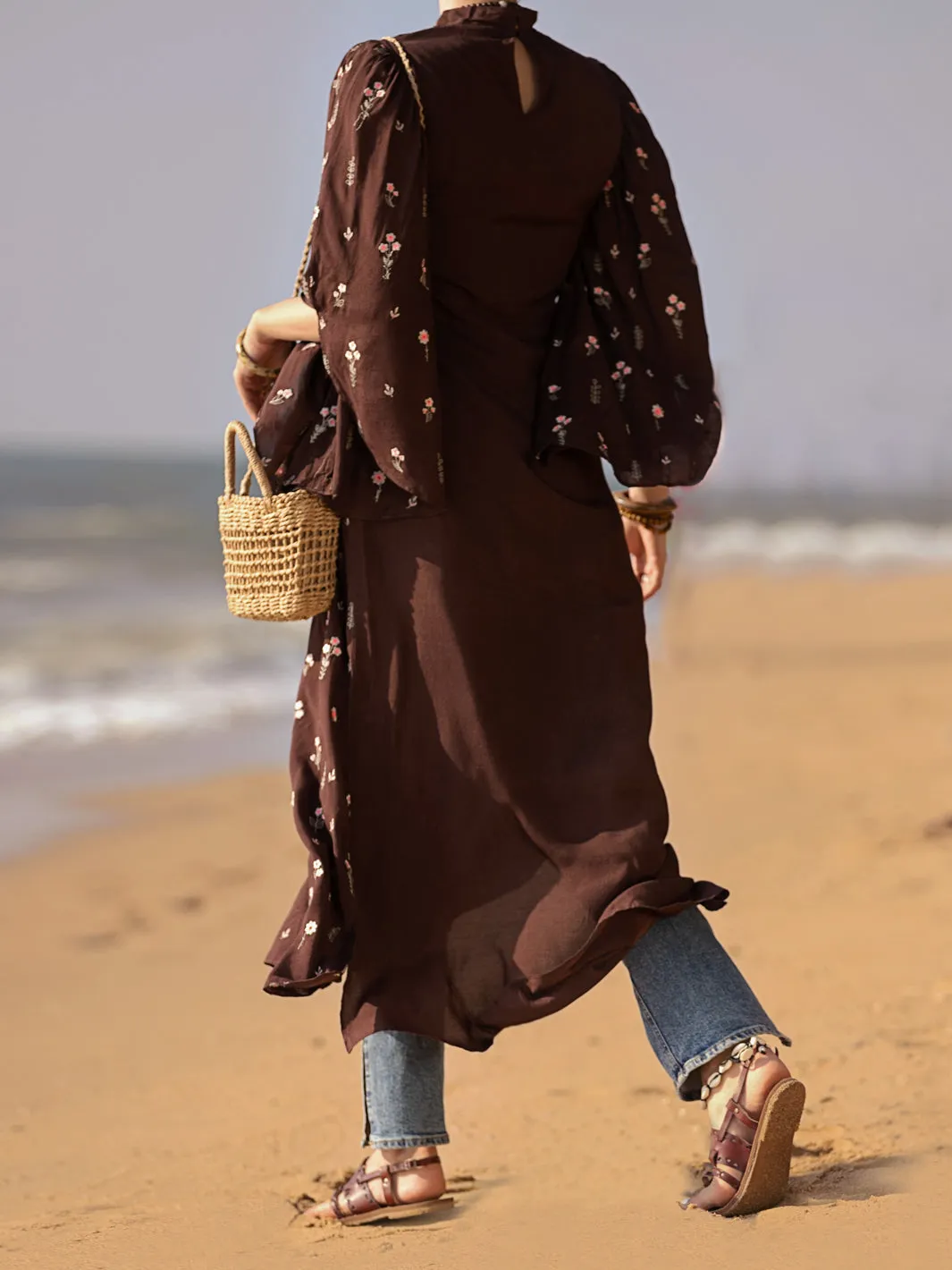 Brown Maple Silk Tunic - AL-LK-889