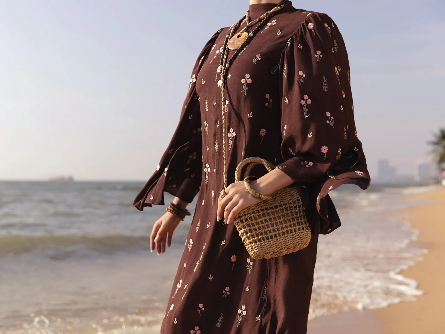 Brown Maple Silk Tunic - AL-LK-889