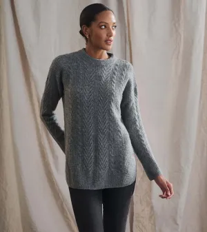 Cable Knit Tunic - Charcoal Heather