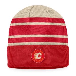 Calgary Flames Fanatics Branded Cream-Red 2023 NHL Heritage Classic Beanie Knit Hat