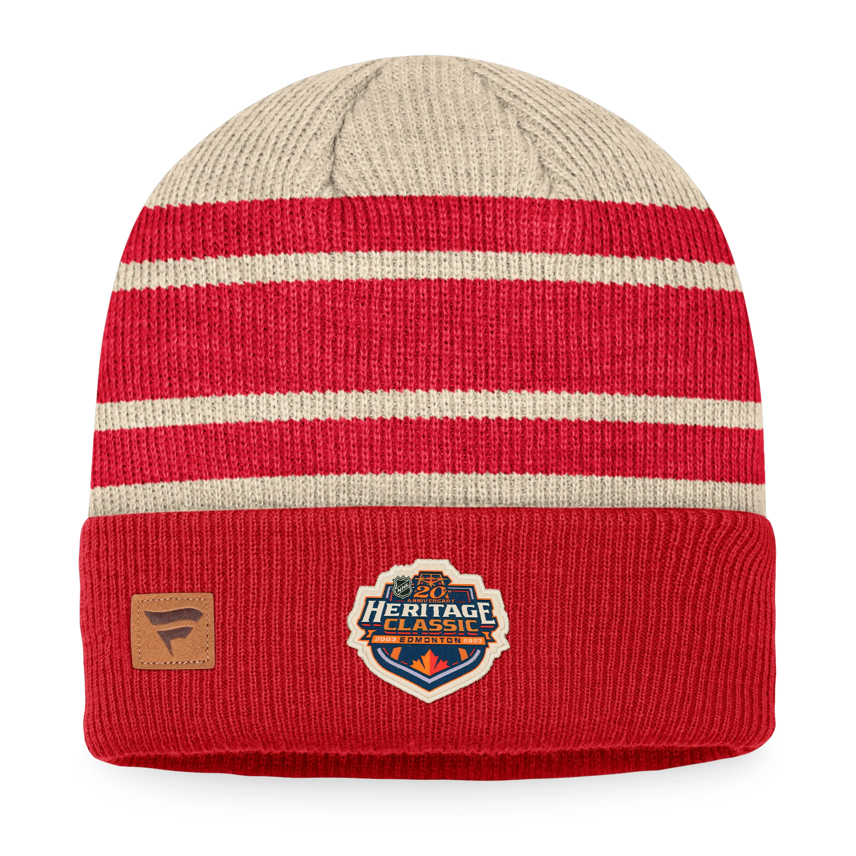 Calgary Flames Fanatics Branded Cream-Red 2023 NHL Heritage Classic Beanie Knit Hat