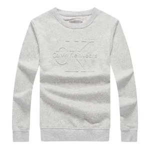 Calvin Klein Logo-Embroidered Crew Neck Sweat Shirt- Ash