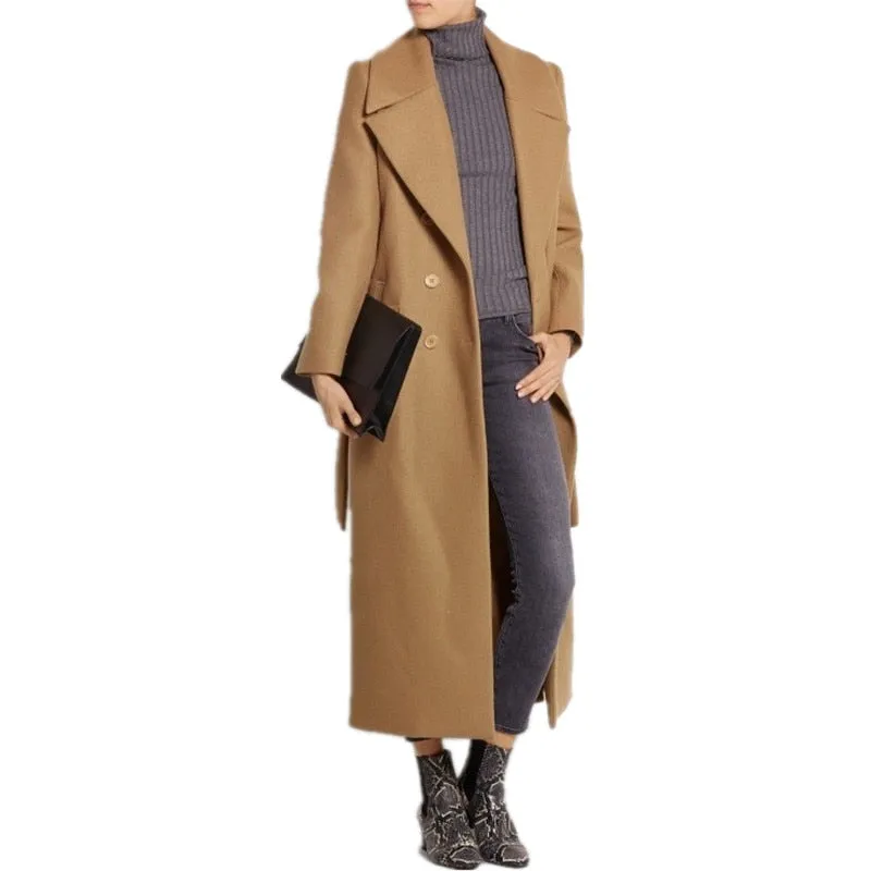 casaco feminino 2018 UK Women Plus size Autumn Winter Cassic Simple Wool Maxi Long Coat Female Robe Outerwear manteau femme
