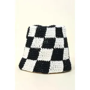 Checker Knit Bucket Hat