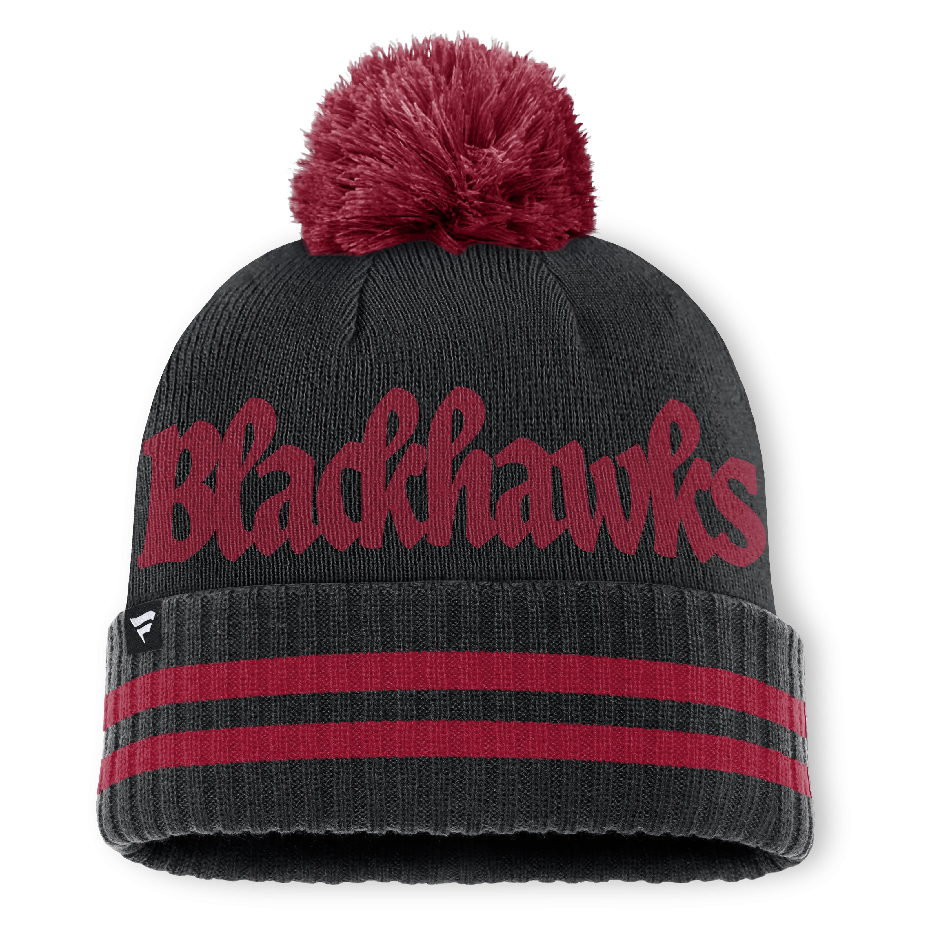 Chicago Blackhawks Fanatics Heritage Blind Side Cuff Knit Toque with Pom - Black