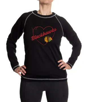 Chicago Blackhawks Heart Logo Long Sleeve Shirt for Women