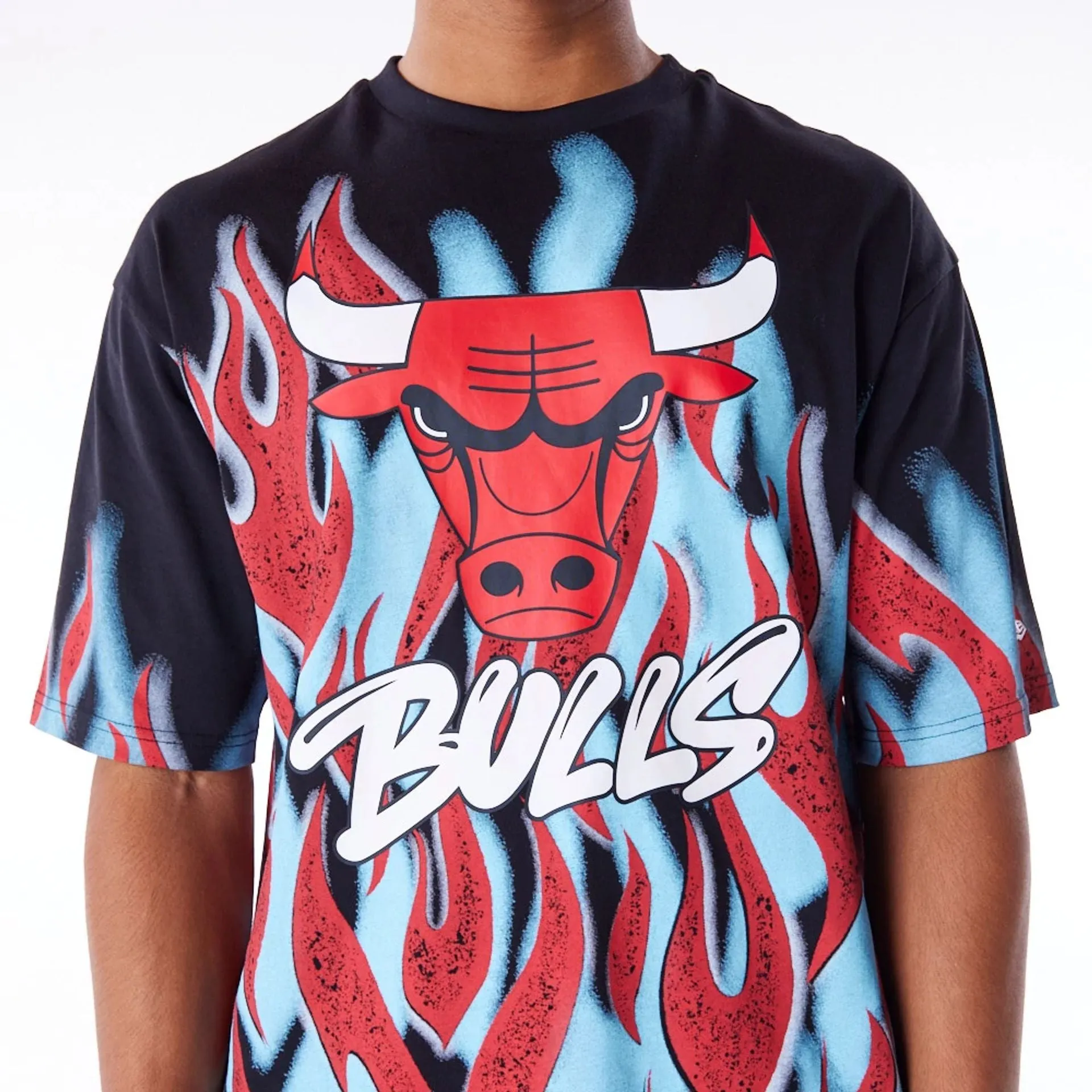 Chicago Bulls NBA Flame Black Oversized T-Shirt