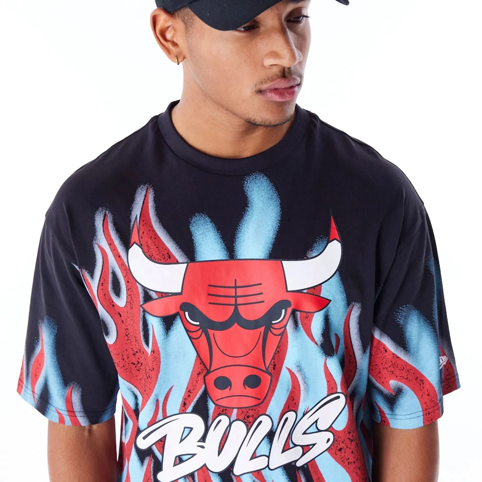 Chicago Bulls NBA Flame Black Oversized T-Shirt