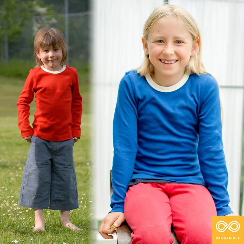 Children's 100% Organic Cotton Long-Sleeve T-Shirt (Unisex, Breathable, Skin-friendly)