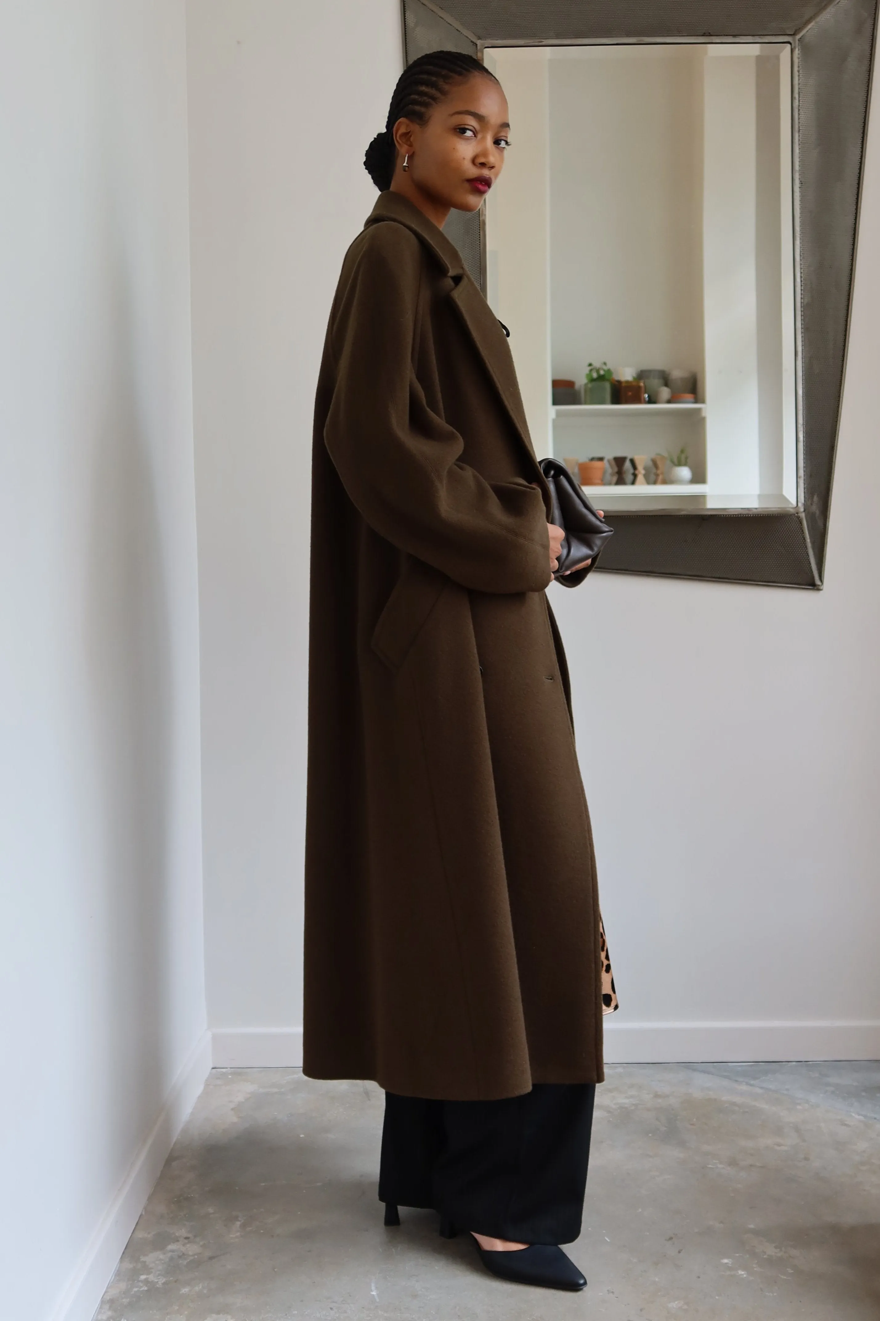Cilia Dark Moss Wool Coat