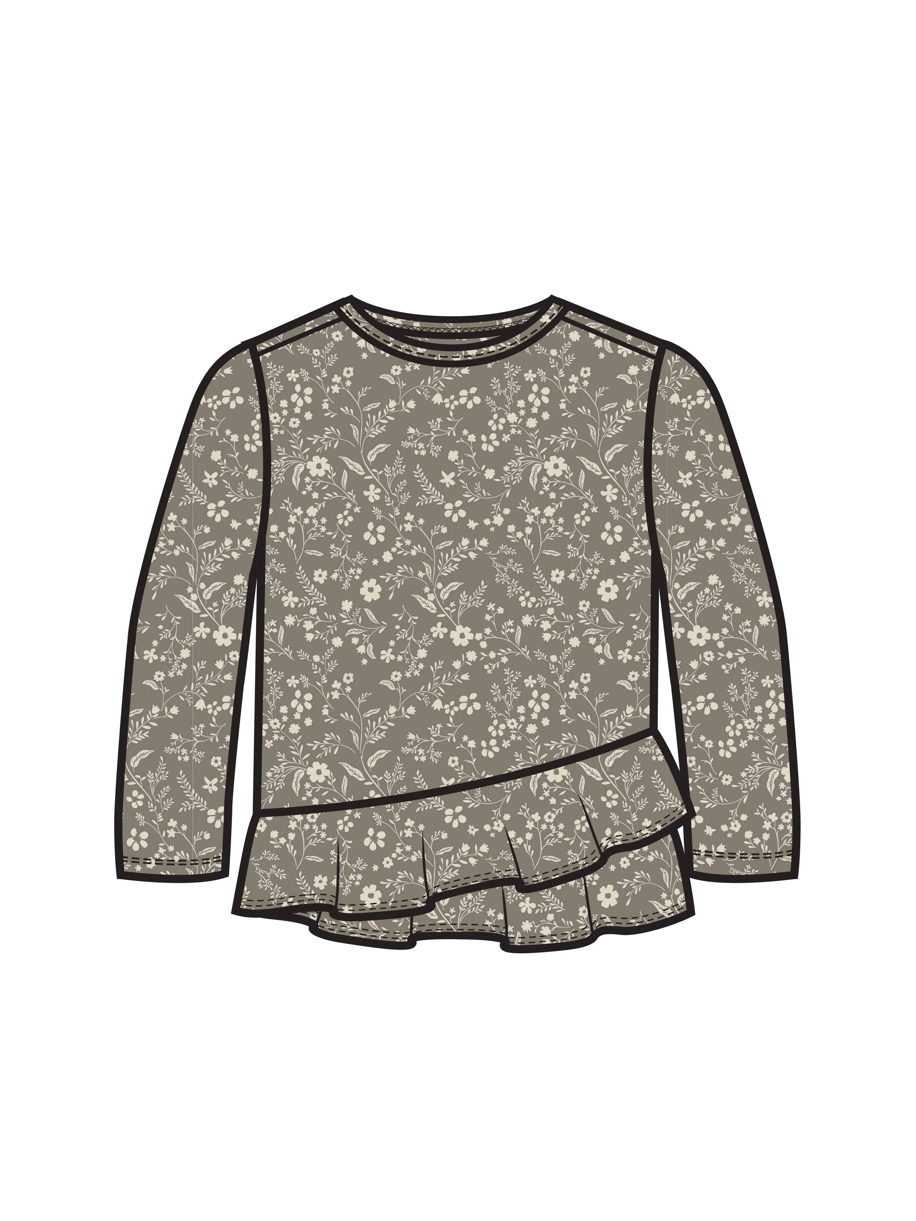 Colored Organics - Organic Baby & Kids Edith Top - Hailey Floral / Driftwood
