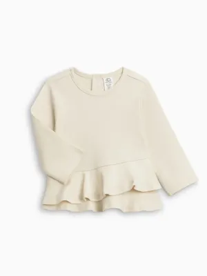 Colored Organics - Organic Baby and Kids Edith Ruffle Hem Top - Ivory
