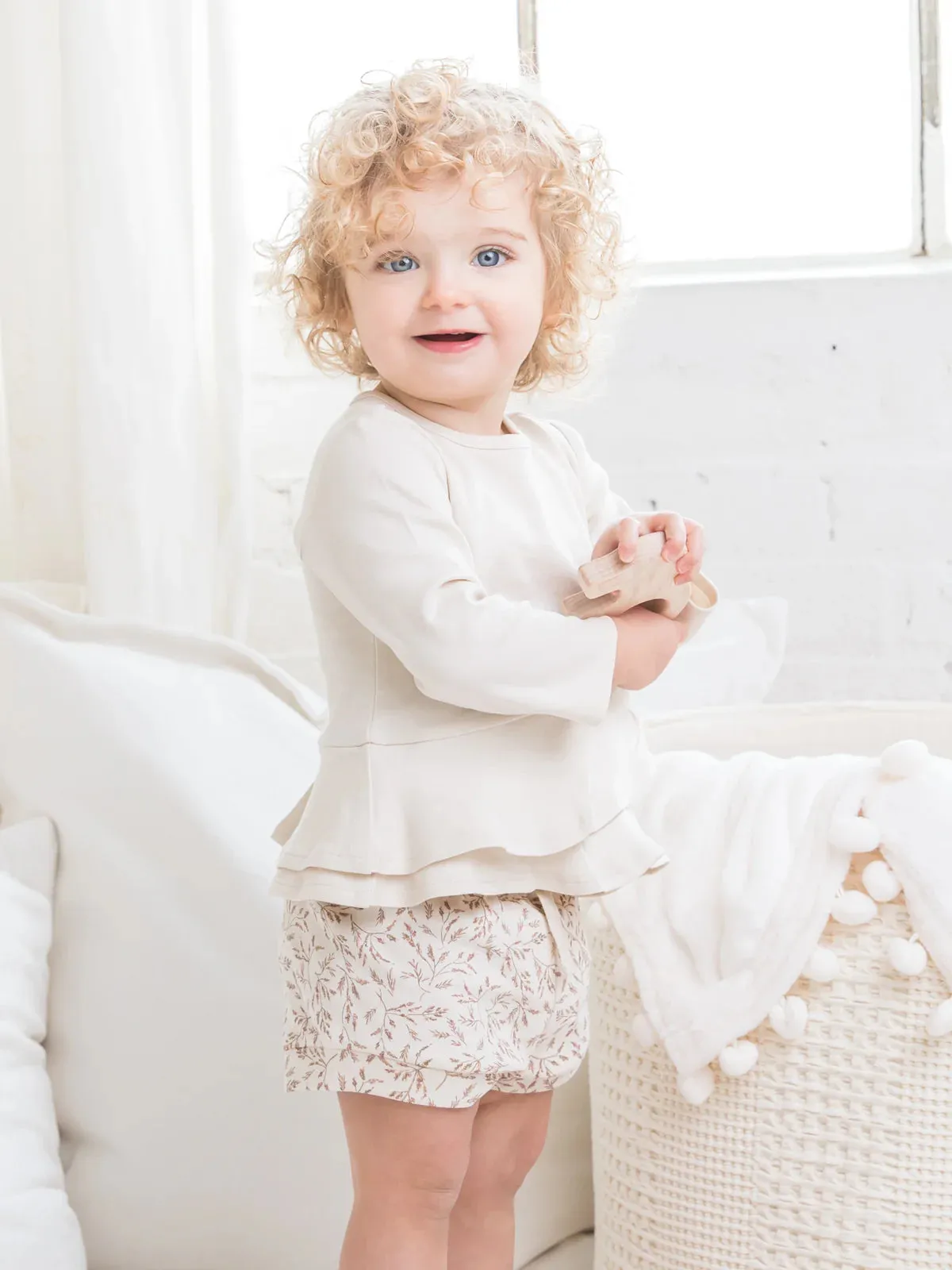 Colored Organics - Organic Baby and Kids Edith Ruffle Hem Top - Ivory