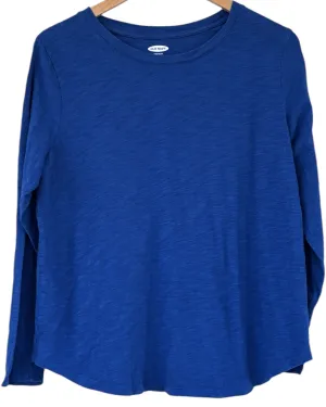Cool Winter Regal Blue Slub Knit Long Sleeve Tee