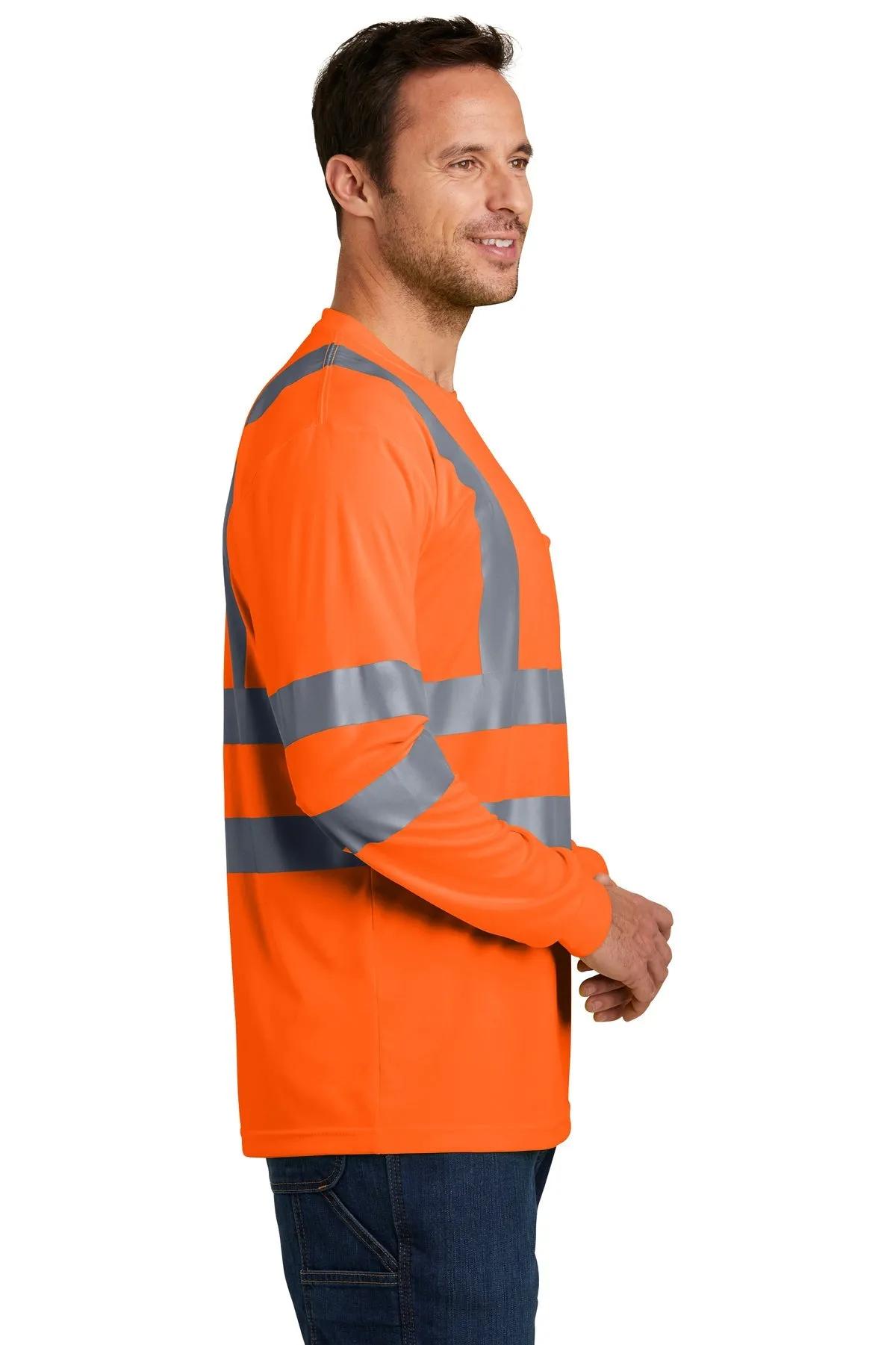 CornerStone ANSI 107 Long Sleeve Reflective T-Shirt, Safety Orange