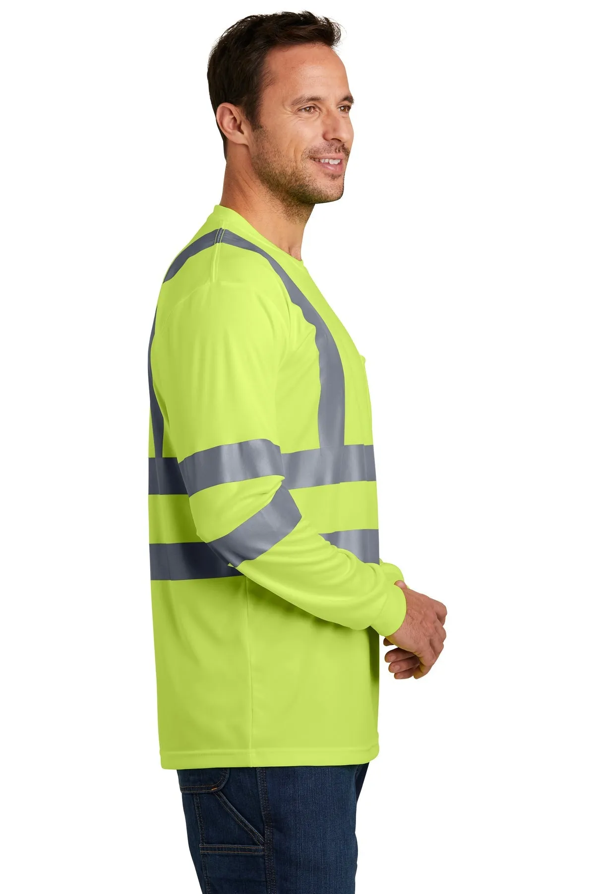 CornerStone ANSI 107 Long Sleeve Reflective T-Shirt, Safety Yellow