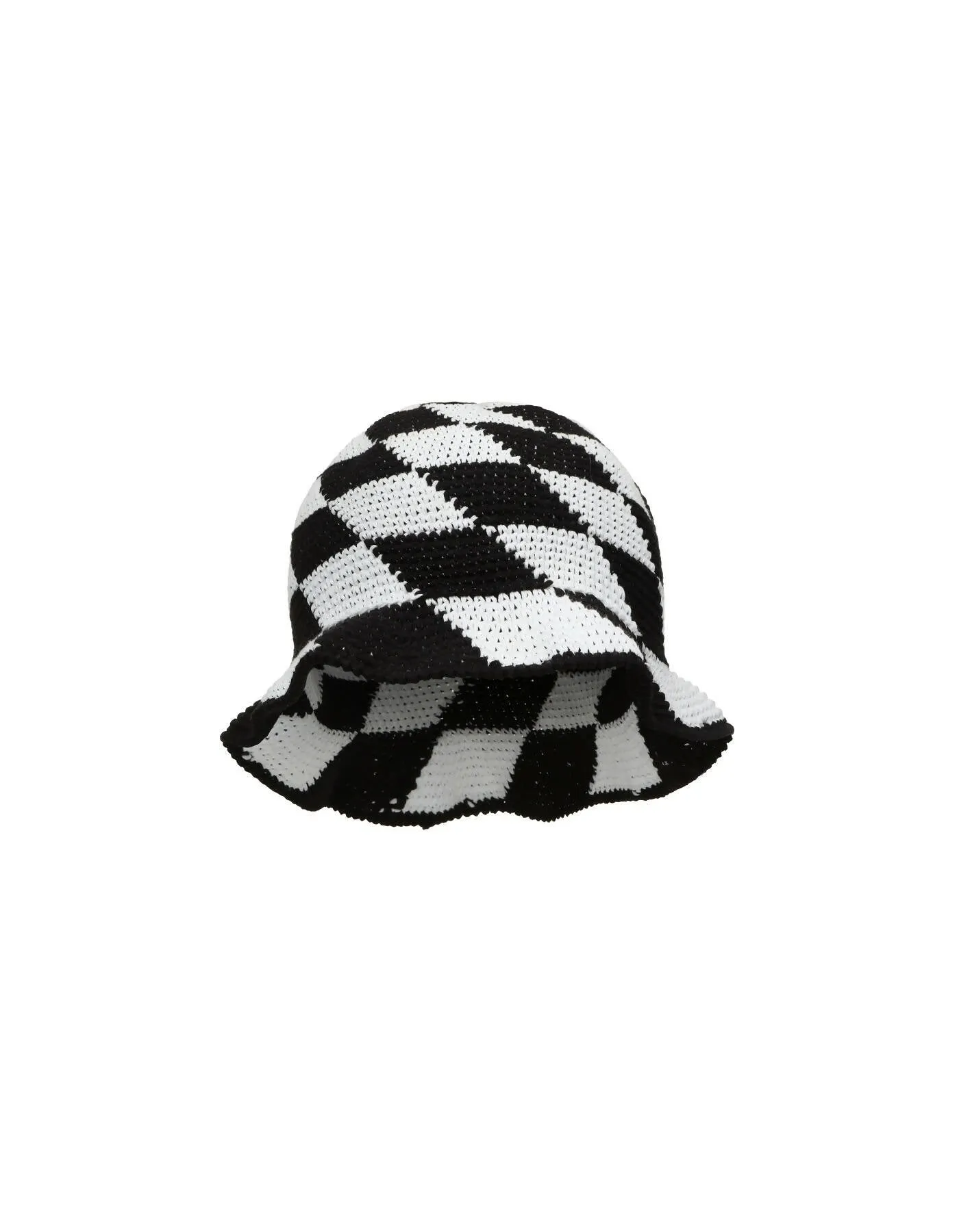 Crochet Knit Bucket Hat - Black & White