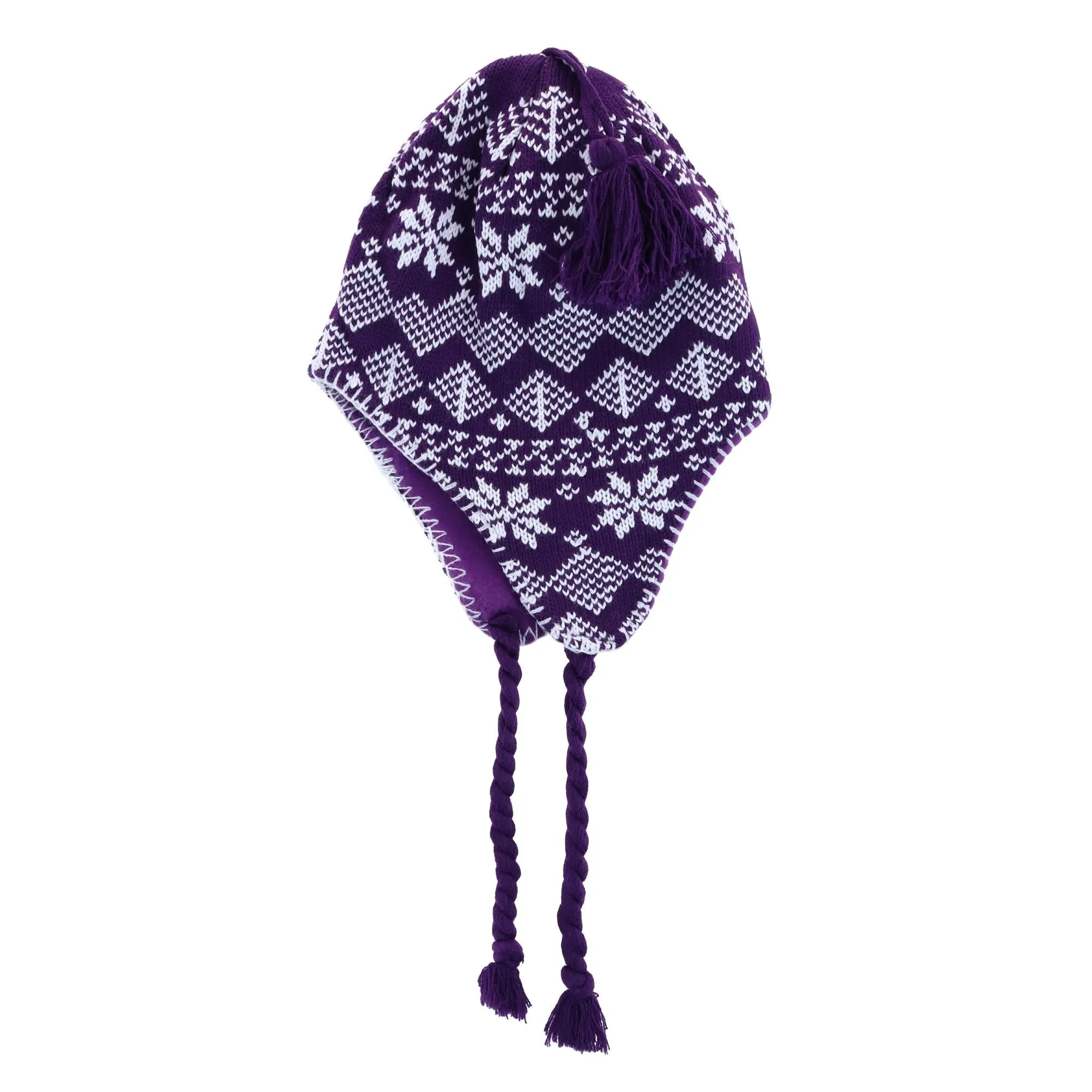 CTM® Women's Heavy Knit Winter Pattern Peruvian Hat