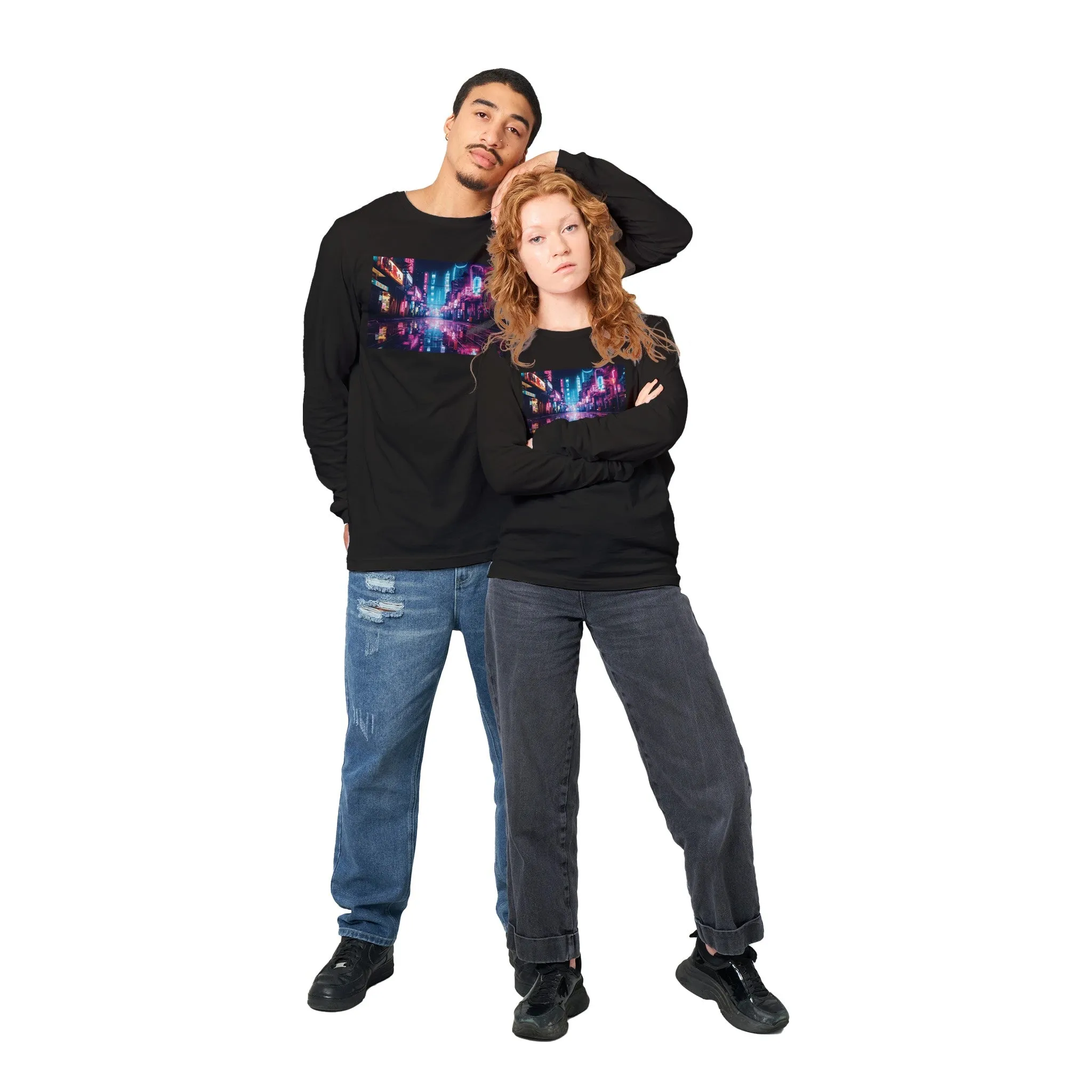 Cyperpunk Artwork City One Premium Unisex Longsleeve T-shirt