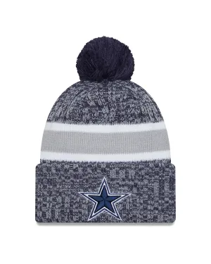 Dallas Cowboys New Era 2023 Sideline - Sport Cuffed Pom Knit Hat - Blue