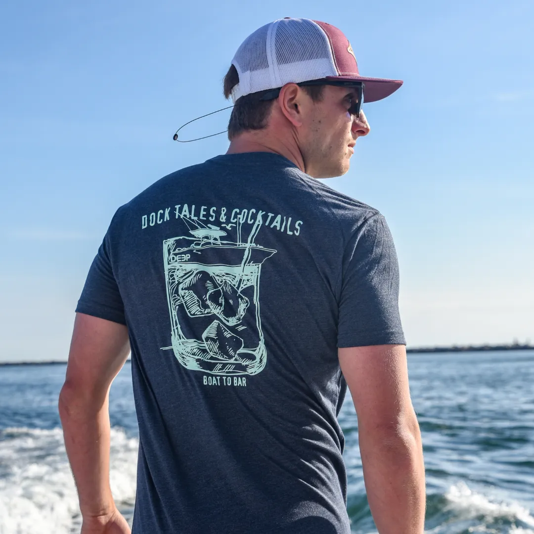 Dock Tales and Cocktails Tee - Heather Navy