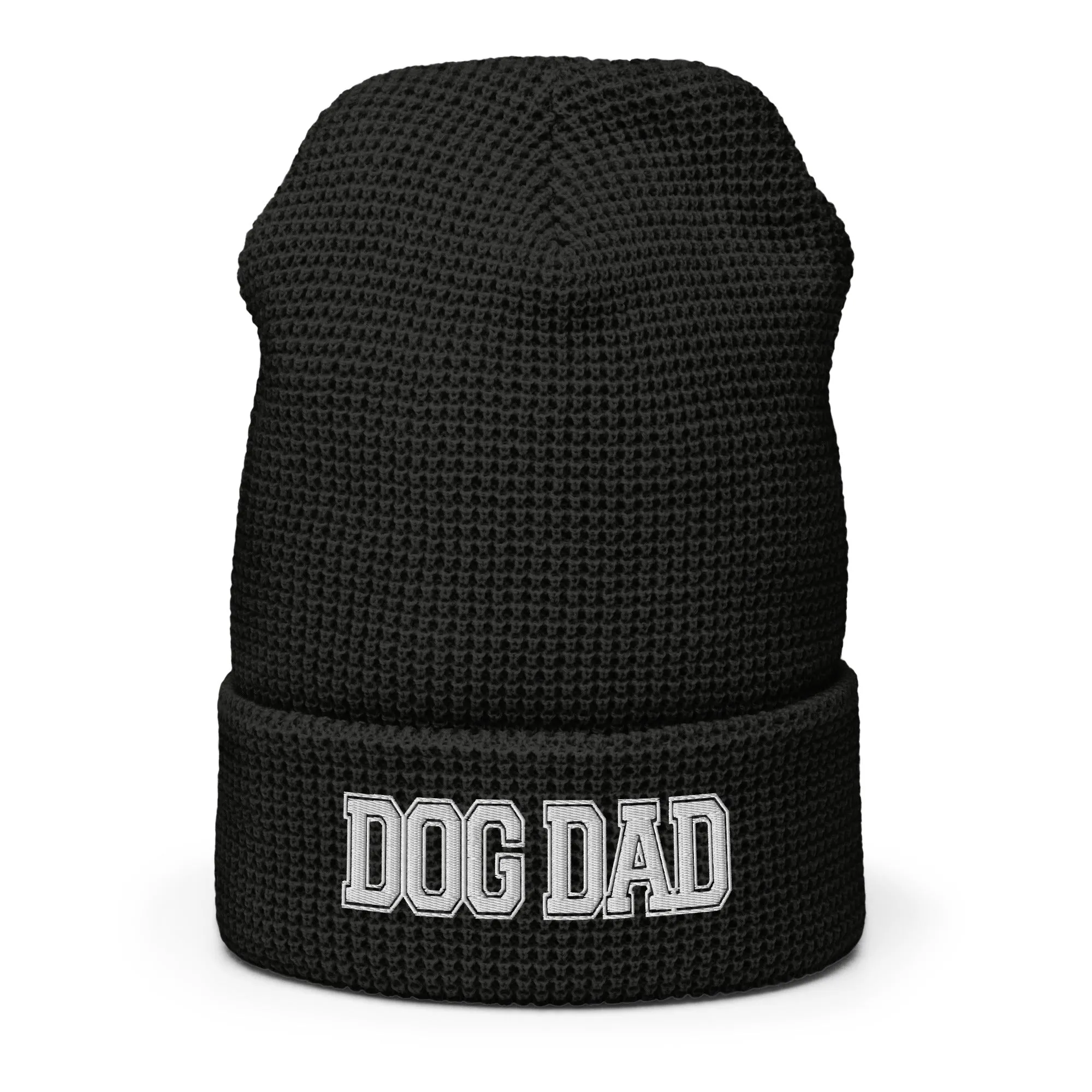 Dog Dad Varsity Font Embroidered Waffle Beanie | Multiple Color Options
