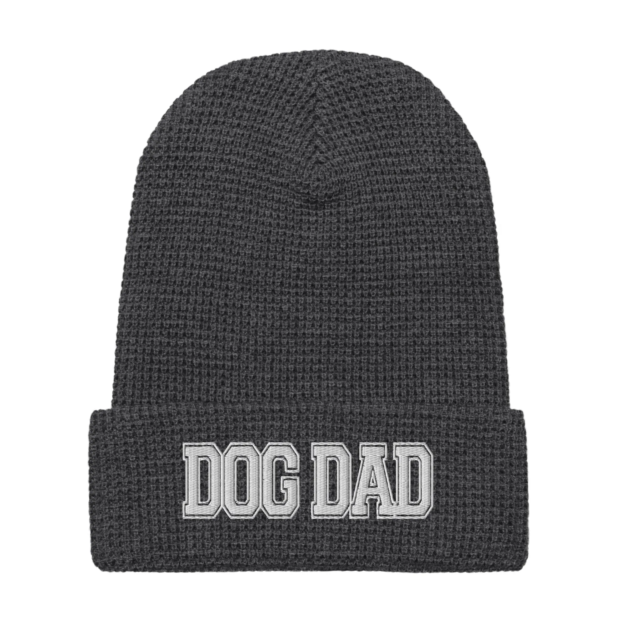 Dog Dad Varsity Font Embroidered Waffle Beanie | Multiple Color Options