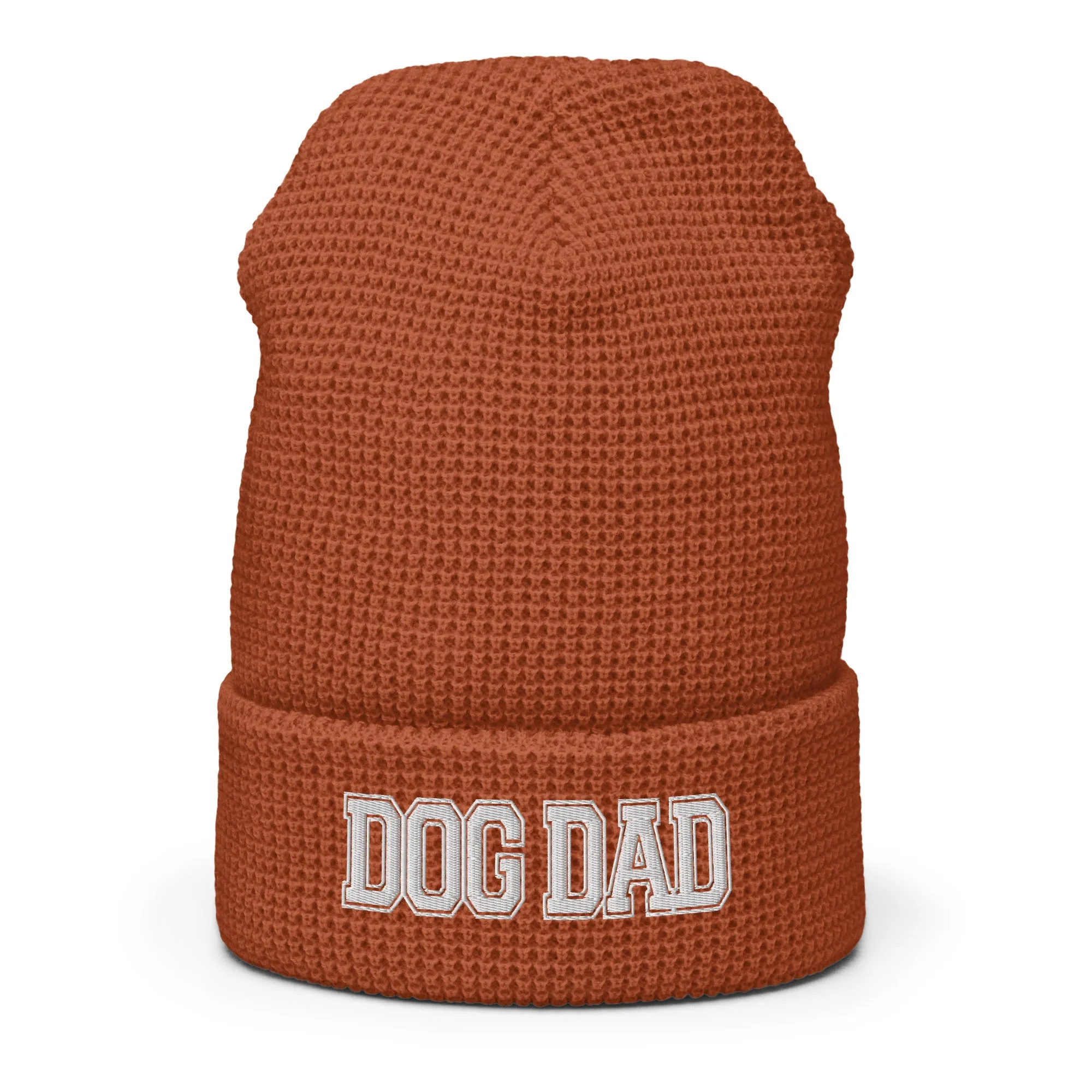 Dog Dad Varsity Font Embroidered Waffle Beanie | Multiple Color Options