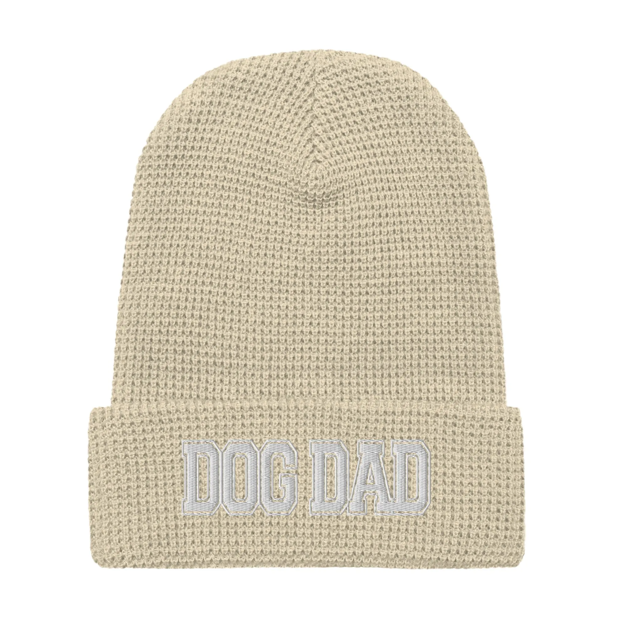 Dog Dad Varsity Font Embroidered Waffle Beanie | Multiple Color Options