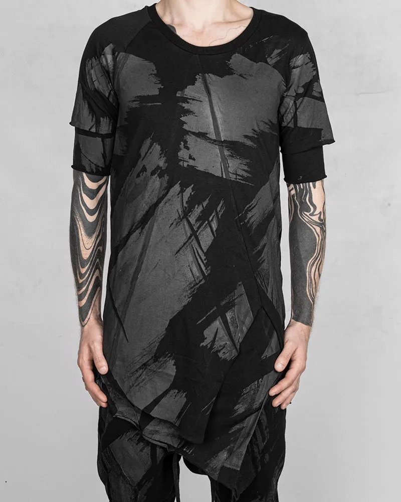 Double Layered Asymmetric T-shirt Black Rubber